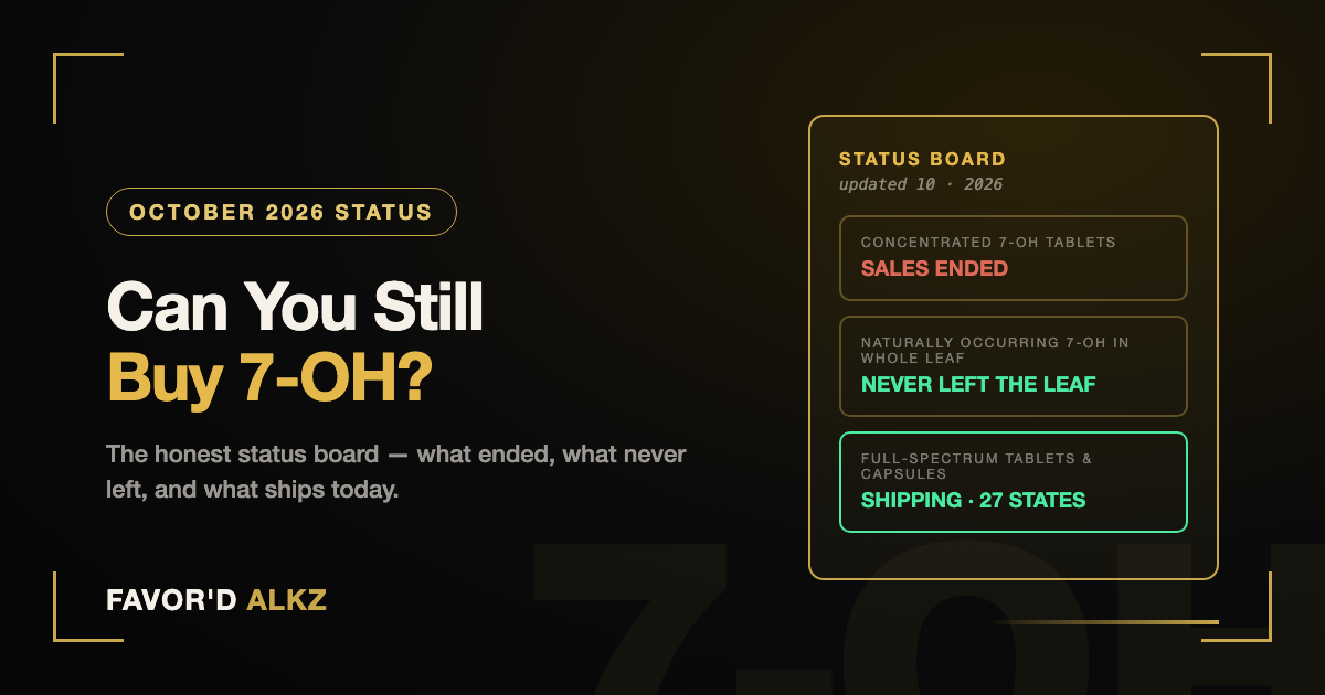 Can you still buy 7-OH? October 2026 status board