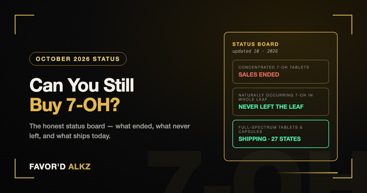 Can you still buy 7-OH? October 2026 status board