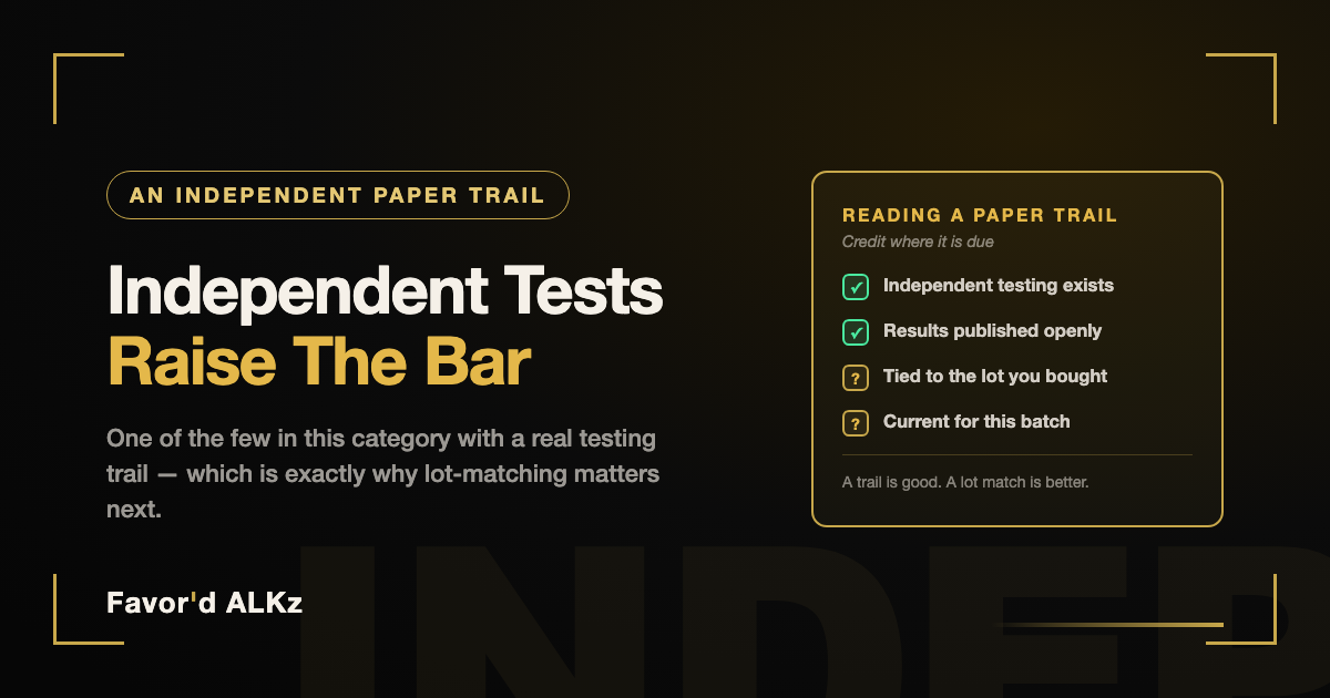 Reading an independent 7-OH testing paper trail: published results versus lot-matched results