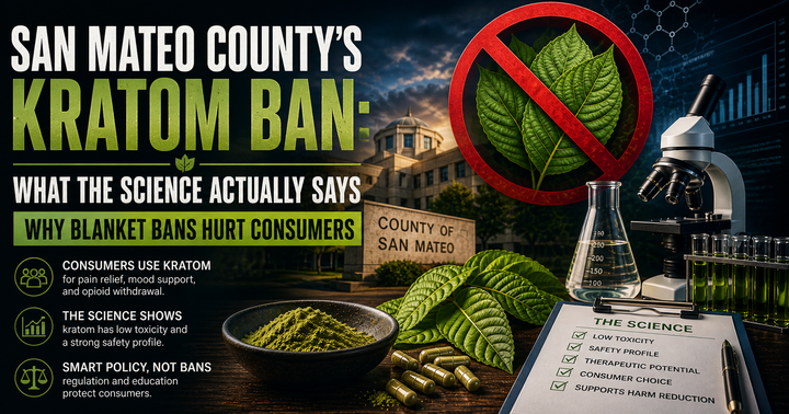 San Mateo County kratom ban — Chapter 4.128 passed April 21, 2026, effective May 21, 2026
