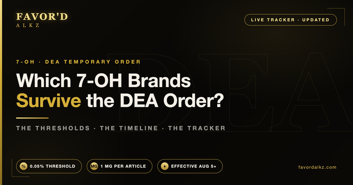 Which 7-OH brands survive the DEA order — tracker with thresholds and Aug 5 timeline